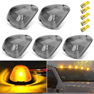 Smoke Roof marker light Cover W/ T10 Amber Bulbs LED for Ford F-250 E-350 99-16 - Picture 1 of 11