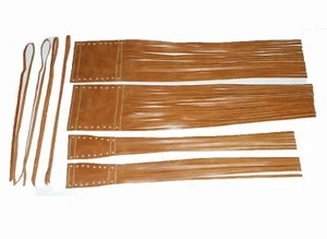 Indian Chief Handlebar Grip Cover Fringe Tassel Genuine Tan Leather - Bild 1 von 9