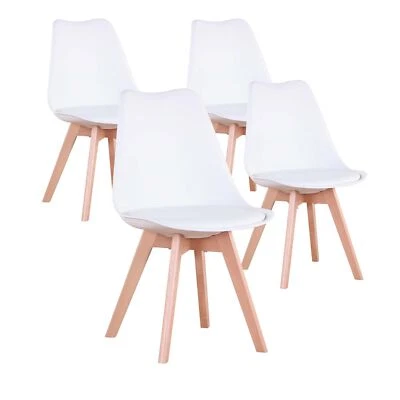 Set di 4 sedie Bianco Tulip Design Gambe polipropilene Legno di faggio - Immagine 1 di 4
