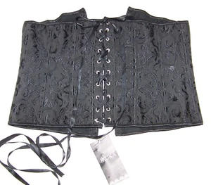MUKA Underbust Corset Eyelets Ribbon Hooks Eyes Black XL New With Tags - Picture 1 of 6
