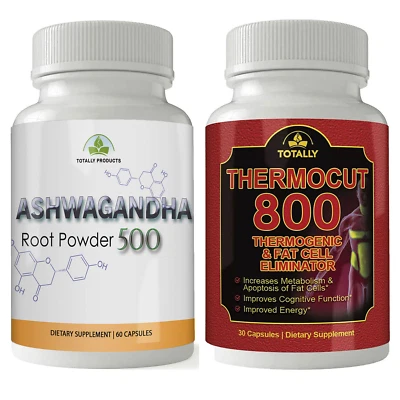 Ashwagandha 根粉胶囊 热敏热切割 800 减肥胶囊 2 包 — 第 1/4 张图片