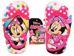 MINNIE MOUSE DISNEY Flip Flops Beach Sandals w/ Optional Sunglasses Toddlers NWT - Picture 1 of 13