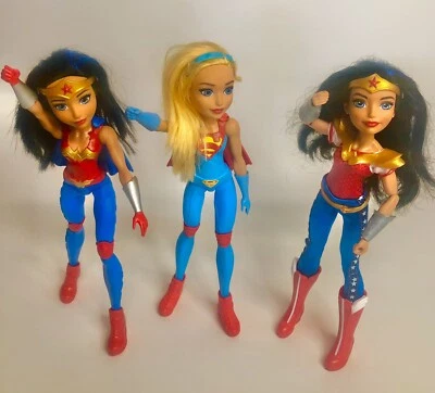 (2) Экшн-фигурка куклы Wonder Woman / Super Girl Mattel DC Sm 12 дюймов Mattel 2015 - Изображение 1 из 4