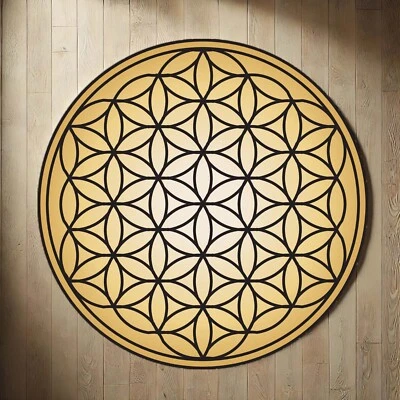 Alfombra Flor de la Vida, Alfombra de Geometría Sagrada, Alfombra Redonda Mandala, Meditación Boho Foto 1 de 4
