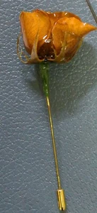Real Rose Stickpin from 1970's Stick pin By Chrystalle Flowers Orig. Box  - Picture 1 of 3