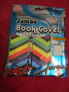Jumbo Stretch-To-Fit Book Cover-Fits Book Size Up To 10" x 15" Rainbow ZigZag - Picture 1 of 2