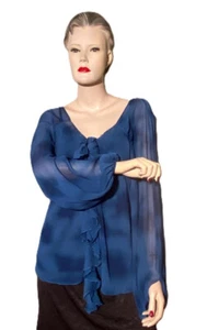 Ralf Lauren Zarte Seidenbluse in Blau. Transpatent, Größe 42 - Bild 1 von 7