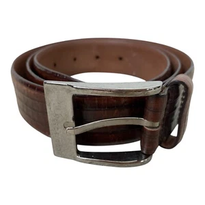 HUGO BOSS Marron Mollet Peau Hide Ceinture Cuir Hommes 34/36/38 L Créateur - Picture 1 of 9
