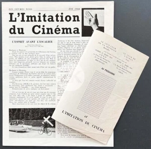 L' IMITATION DU CINEMA Surrealisme L. DOHNMEN Lèvres nues M. MARIËN 2 Docs 1960 - Picture 1 of 2