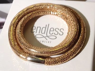 Endless J.Lopez 57cm Golden Reptile Bracelet Triple Strang Yellow Clasp UVP 80£ - Bild 1 von 4