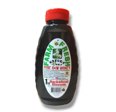 RAW HONEY BUCKWHEAT 1 LB Squeeze  Jar 100% PURE RAW UNFILTERED HONEY 1LB - Image 1 of 4