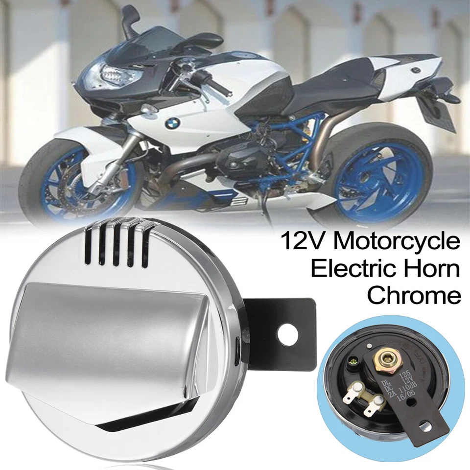 Bocina eléctrica cromada 12V nueva para moto cromada súper fuerte 110db Cafe Racer Foto 1 de 4