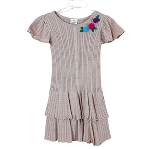 Hanna Andersson Girls 9-10 (140) Gabriella Tiered Sweater Dress S/S Flutter - Picture 1 of 9