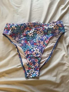 High Waisted Floral Bikini Bottom Size Large - Picture 1 of 4