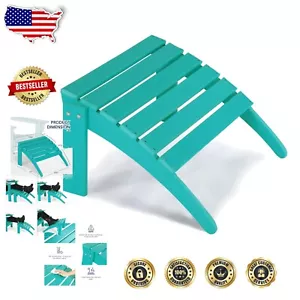 Turquoise Adirondack Footrest - Weather-Resistant Ottoman for Outdoor Relaxation - Picture 1 of 9