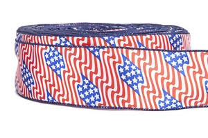 1 Yard Red White Blue Wired Ribbon USA Flag Stars 4th Of July 2.5'' Width - Picture 1 of 4
