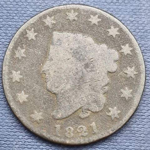 1821 Coronet Head Large Cent 1c Circulated #60478 Cover
