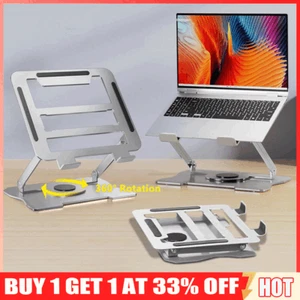 360° Metal Portable Laptop Tablet Stand Riser Bracket Adjustable Holder For Desk - Picture 1 of 19