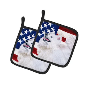 Samoyed Patriotic Pair of Pot Holders BB9691PTHD - Picture 1 of 1
