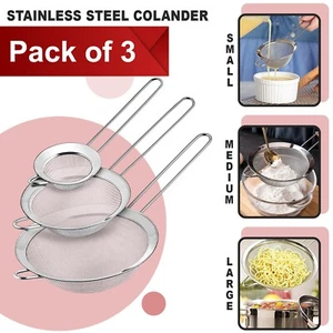 AEX 10 cm Stainless Steel Fine Mesh Strainer Sieve Colander Kitchen Tool - Picture 1 of 10