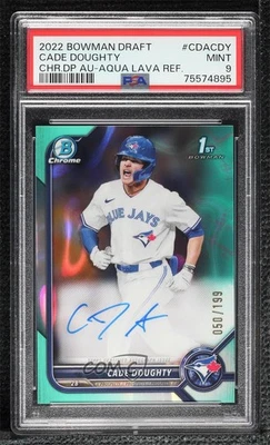 2022 Bowman Draft Chrome Pick Aqua Lava Refractor Cade Doughty PSA 9 MINT Auto - Image 1 of 2