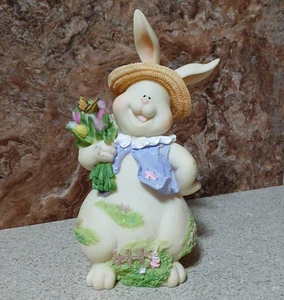 Home Interiors "It's Gardening Time" Resin Easter Bunny 2003 #11853 7"H - Picture 1 of 6