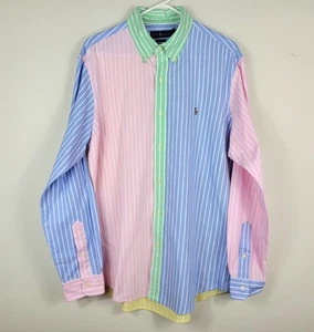 Camisa de vestir Ralph Lauren manga larga multicolor arco iris calce clásico para hombre L - Imagen 1 de 15