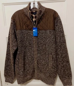 Nwts $60 Gioberti Men's Size Medium Melange Coffee Quilted Knit Sweater Jacket - Picture 1 of 10