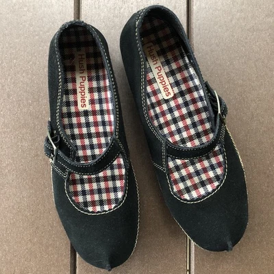 Pisos cómodos de gamuza negra Hush Puppies talla 6,5 Foto 1 de 4