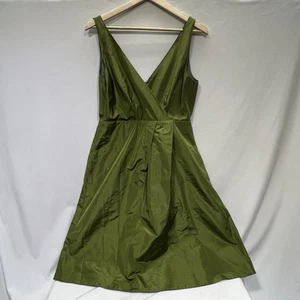 J CREW Silk Taffeta A Line Cocktail Babydoll Dress Green 8 *See details - Picture 1 of 11