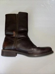 J Crew Brown Side Zipped Almond Toe High Shaft Boots Leather 7.5 - Picture 1 of 8