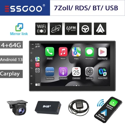 7 Zoll 2 DIN Autoradio Carplay 4+64GB Android 13 DAB+ KAM USB WiFi RDS Bluetooth - Bild 1 von 4