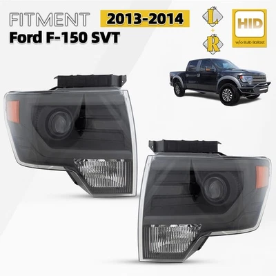 For 2013-2014 Ford F-150 SVT Raptor HID Headlight w/ Gray Trim Left+Right Pair Foto 1 de 4