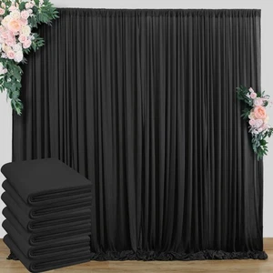 30ft x 10ft Wrinkle Free Black Backdrop Curtain - 6 Panels Polyester Drapes - Picture 1 of 8