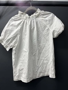 Hill House The Kit Top Manga Abullonada Volantes Mujer S Blanco Bohemio Boho Preppy - Imagen 1 de 4