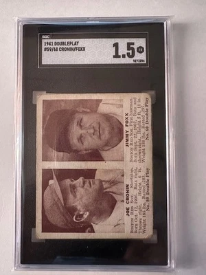 1941 Double Play #59-60 Joe Cronin/Jimmy Jimmie Foxx Red Sox HOF SGC 1.5 FR Fair - Image 1 of 4