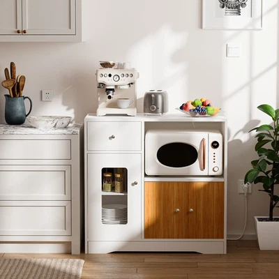 Sideboard w/Light & Charging Station Living Room Storage Cabinet w/3Doors&Drawer - Image 1 of 4