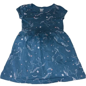 Carter's Girls Blue Short Sleeve T-shirt Dress Blue Unicorn Stars Size 3T - Picture 1 of 5