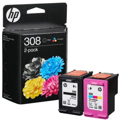 HP 308 ORIGINALE  KIT nero + Colore Envy 6120e All-in-One F7P21UE F7P2UE - Immagine 1 di 4