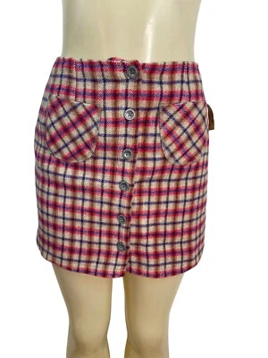 Minifalda a cuadros American Eagle para mujer roja con botones bolsillos delanteros talla 4 - Nueva Foto 1 de 4