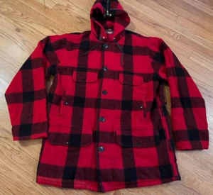 VTG 1960s-70s Johnson Woolen Mills Buffalo Plaid Hooded Wool Hunting Jacket 40 - Picture 1 of 18