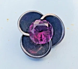 1950s Ballesteros Mexico Texco Sterling Silver Amethyst Flower Brooch Pin - Picture 1 of 8