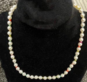Rainbow Pearl Choker Cream Necklace Chain Wedding Bride Women Girl Gift Birthday - Picture 1 of 3