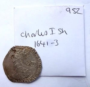 Charles I Shilling mm Triangle in circle 1641-3 (from  Aylesbury coin hoard) F - Picture 1 of 3