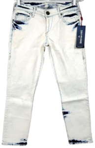 True Religion Womens $339 Jeans Casey Skinny Capri SuperT Bleach WC919XJ5S Sz 25 - Picture 1 of 7
