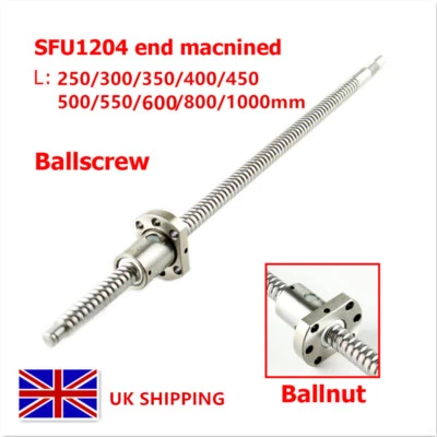 SFU1204 RM1204 250-1000mm Rolled Ball Screw End Machined + Ballnut For CNC - Image 1 of 4