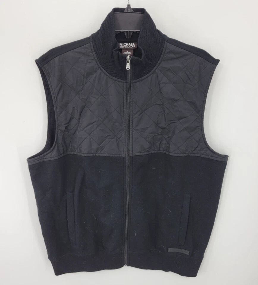 Chaleco Michael Kors Para Hombres Grande Negro Mixto Medios Cremallera Cuello Simulado Prendas Exteriores Foto 1 de 4