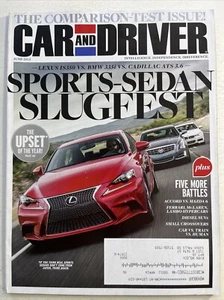 Car & Driver Magazine 2013 Lexus IS350 BMW 335i Cadillac ATS Honda Accord Mazda6 - Picture 1 of 24