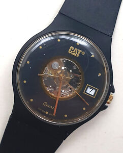 CAT Armbanduhr, Werbeuhr von Caterpillar, Atic S.A. Swiss Quarz, 90er, RAR!