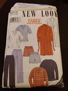 6816 NEW LOOK ADULT UNISEX ROBE & PAJAMAS SZ S-XXL UNCUT SEWING PATTERN - Picture 1 of 2